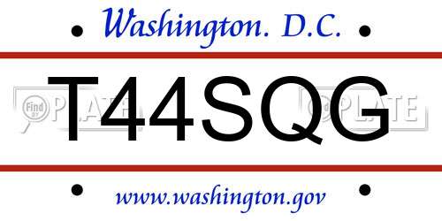 T44SQG District Of Columbia License Plate