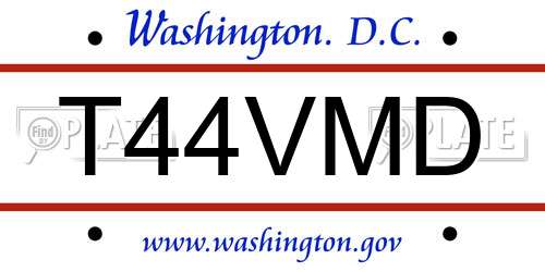 T44VMD District Of Columbia License Plate