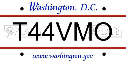 T44VMO District Of Columbia License Plate