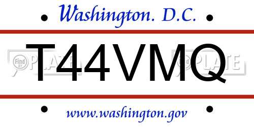 T44VMQ District Of Columbia License Plate