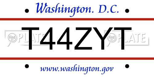 T44ZYT District Of Columbia License Plate