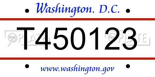 T450123 District Of Columbia License Plate