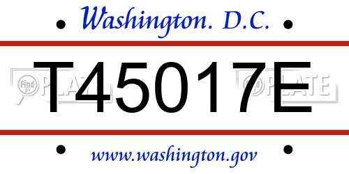 T45017E District Of Columbia License Plate
