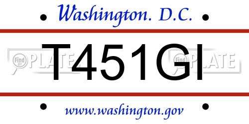 T451GI District Of Columbia License Plate