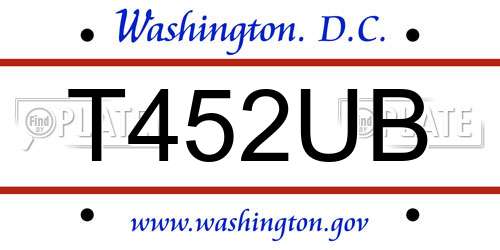 T452UB District Of Columbia License Plate