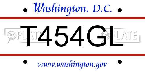 T454GL District Of Columbia License Plate