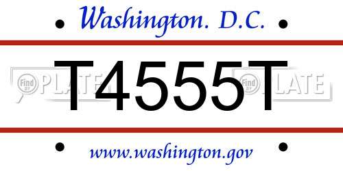 T4555T District Of Columbia License Plate