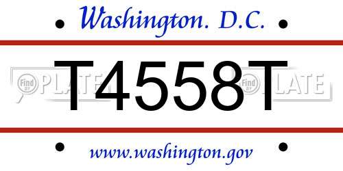 T4558T District Of Columbia License Plate