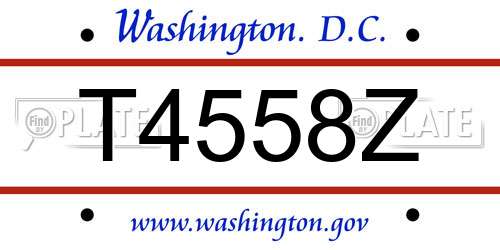 T4558Z District Of Columbia License Plate