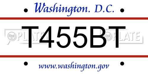 T455BT District Of Columbia License Plate