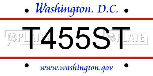 T455ST District Of Columbia License Plate