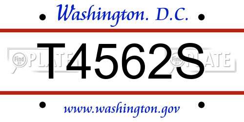 T4562S District Of Columbia License Plate