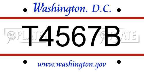 T4567B District Of Columbia License Plate