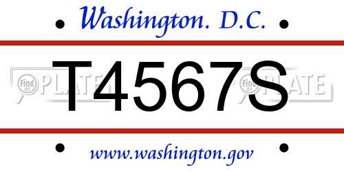 T4567S District Of Columbia License Plate