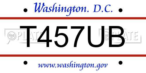 T457UB District Of Columbia License Plate