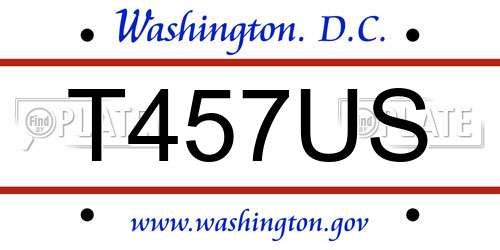 T457US District Of Columbia License Plate