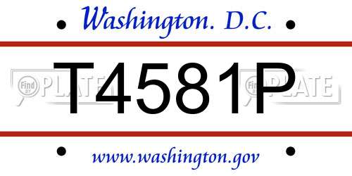 T4581P District Of Columbia License Plate