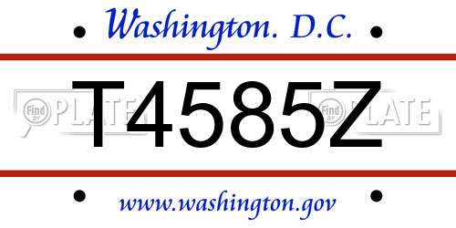 T4585Z District Of Columbia License Plate
