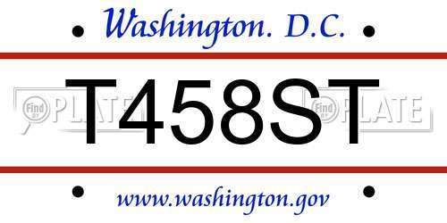 T458ST District Of Columbia License Plate