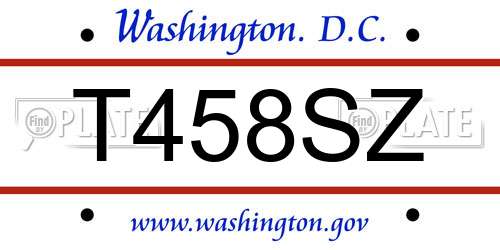 T458SZ District Of Columbia License Plate