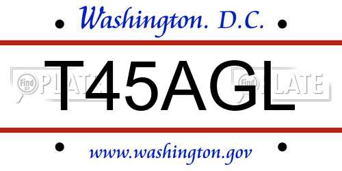 T45AGL District Of Columbia License Plate