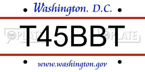 T45BBT District Of Columbia License Plate
