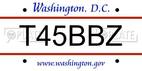 T45BBZ District Of Columbia License Plate