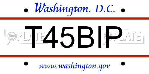T45BIP District Of Columbia License Plate