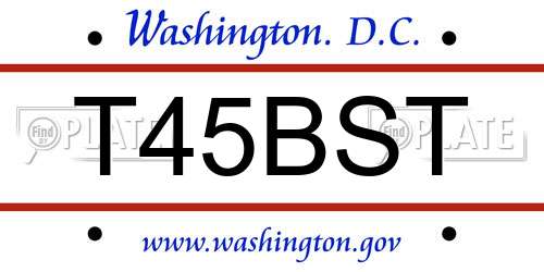 T45BST District Of Columbia License Plate