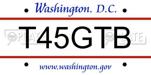 T45GTB District Of Columbia License Plate