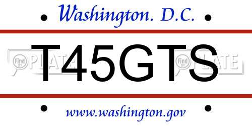 T45GTS District Of Columbia License Plate