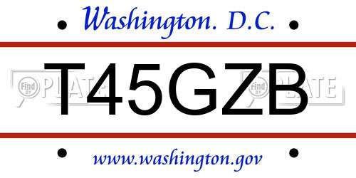 T45GZB District Of Columbia License Plate