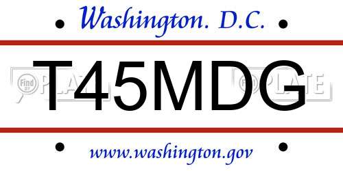 T45MDG District Of Columbia License Plate