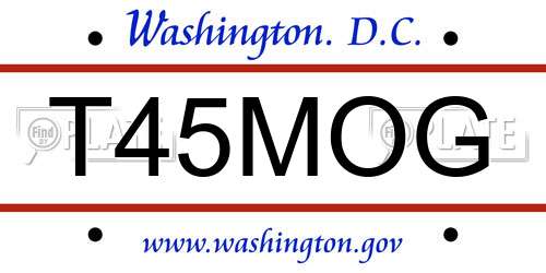 T45MOG District Of Columbia License Plate