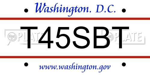 T45SBT District Of Columbia License Plate
