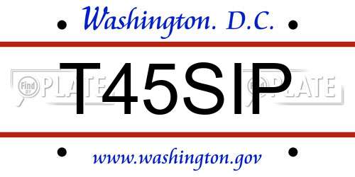 T45SIP District Of Columbia License Plate
