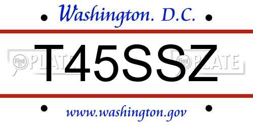 T45SSZ District Of Columbia License Plate
