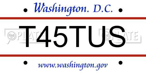 T45TUS District Of Columbia License Plate