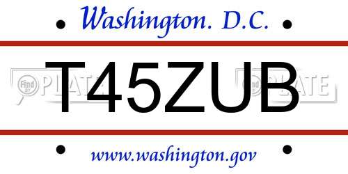 T45ZUB District Of Columbia License Plate