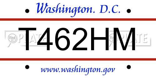 T462HM District Of Columbia License Plate