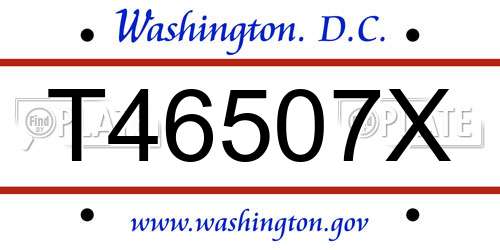T46507X District Of Columbia License Plate
