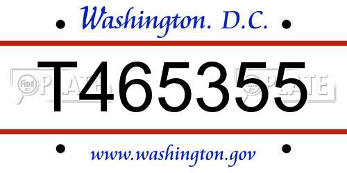 T465355 District Of Columbia License Plate