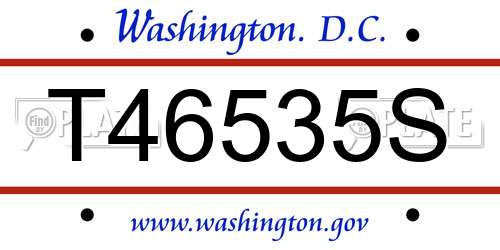 T46535S District Of Columbia License Plate