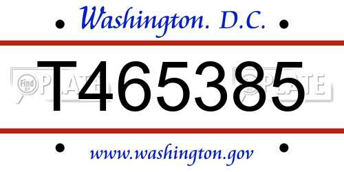 T465385 District Of Columbia License Plate