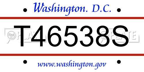 T46538S District Of Columbia License Plate