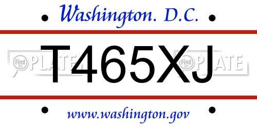 T465XJ District Of Columbia License Plate