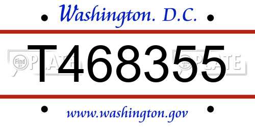 T468355 District Of Columbia License Plate