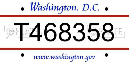 T468358 District Of Columbia License Plate