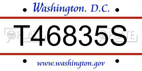 T46835S District Of Columbia License Plate