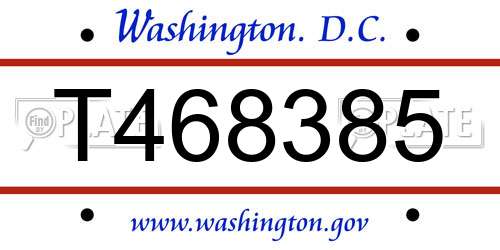 T468385 District Of Columbia License Plate